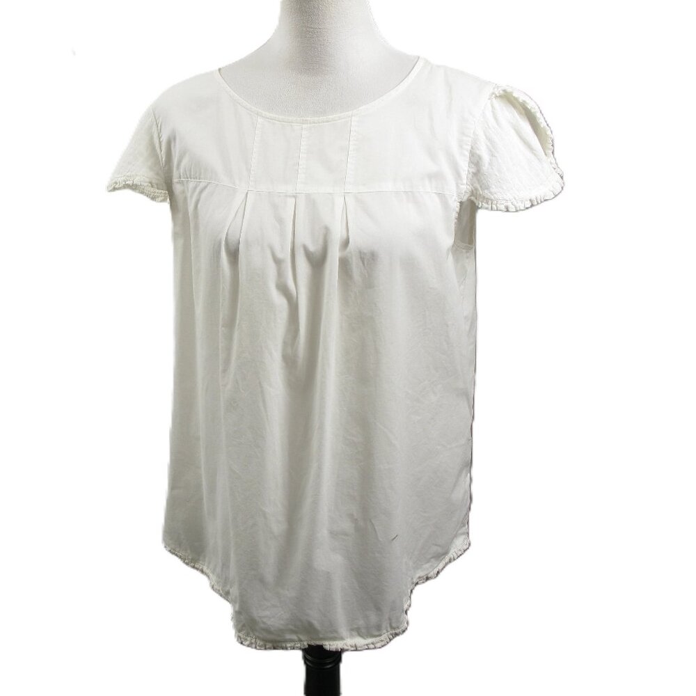 Go International White Split Cap Sleeve White Cotton Blouse Size XL